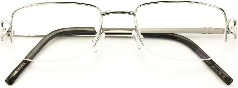 V.W.E. Rectangular Frame Clear Lens Designer Half Rim Eyeglasses Metal Glasses - Image 2